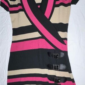 Say What? Black and Pink Asymmetrical Dress